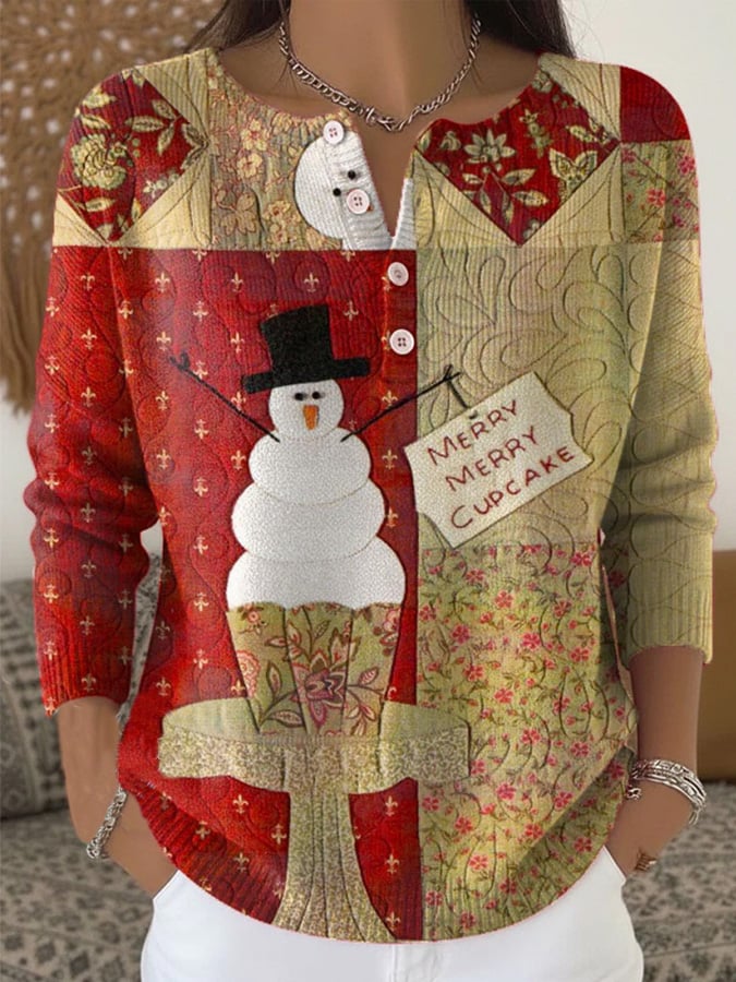 Women's Casual Christmas Print Top