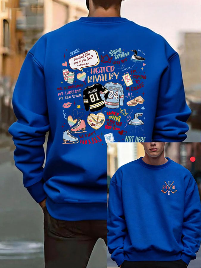 Men's Hockey Romance Print Casual Sweatshirt