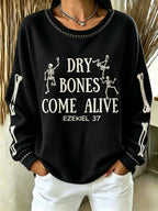 Women's Casual Printed Waffle Long-Sleeve Top