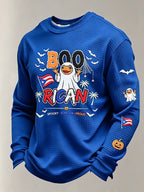 Men's Boricua Halloween Waffle-Knit Long-Sleeve Top