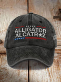 Unisex distressed washed Alligator Alcatraz print hat
