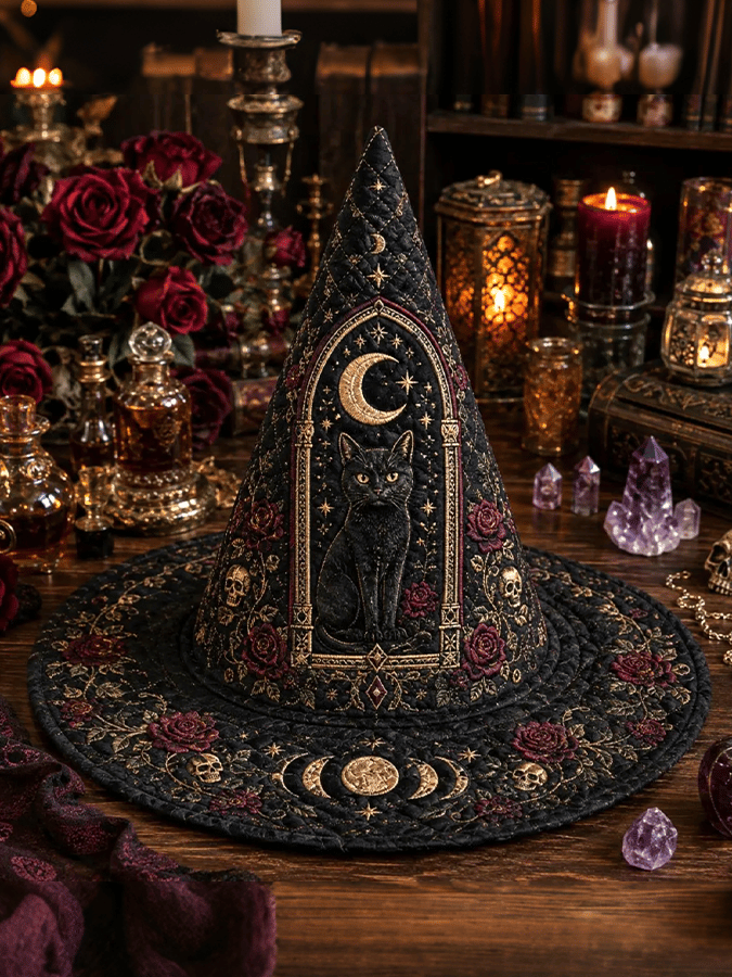 Black Cat Halloween Witch Hat