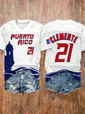 Women's Puerto Rico Baseball Print Shirt