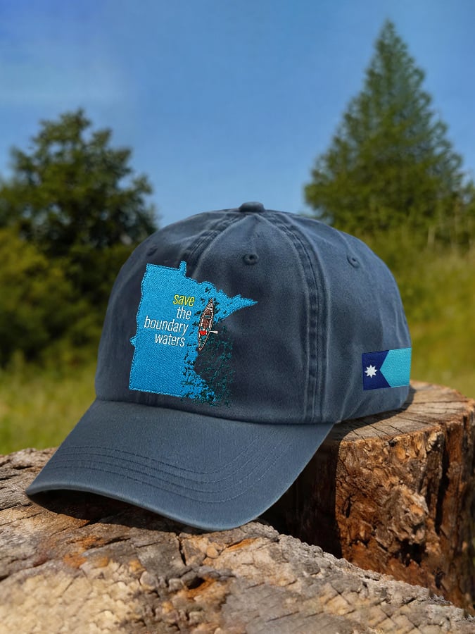 Retro Save The Boundary Waters Mn State Print Baseball Cap