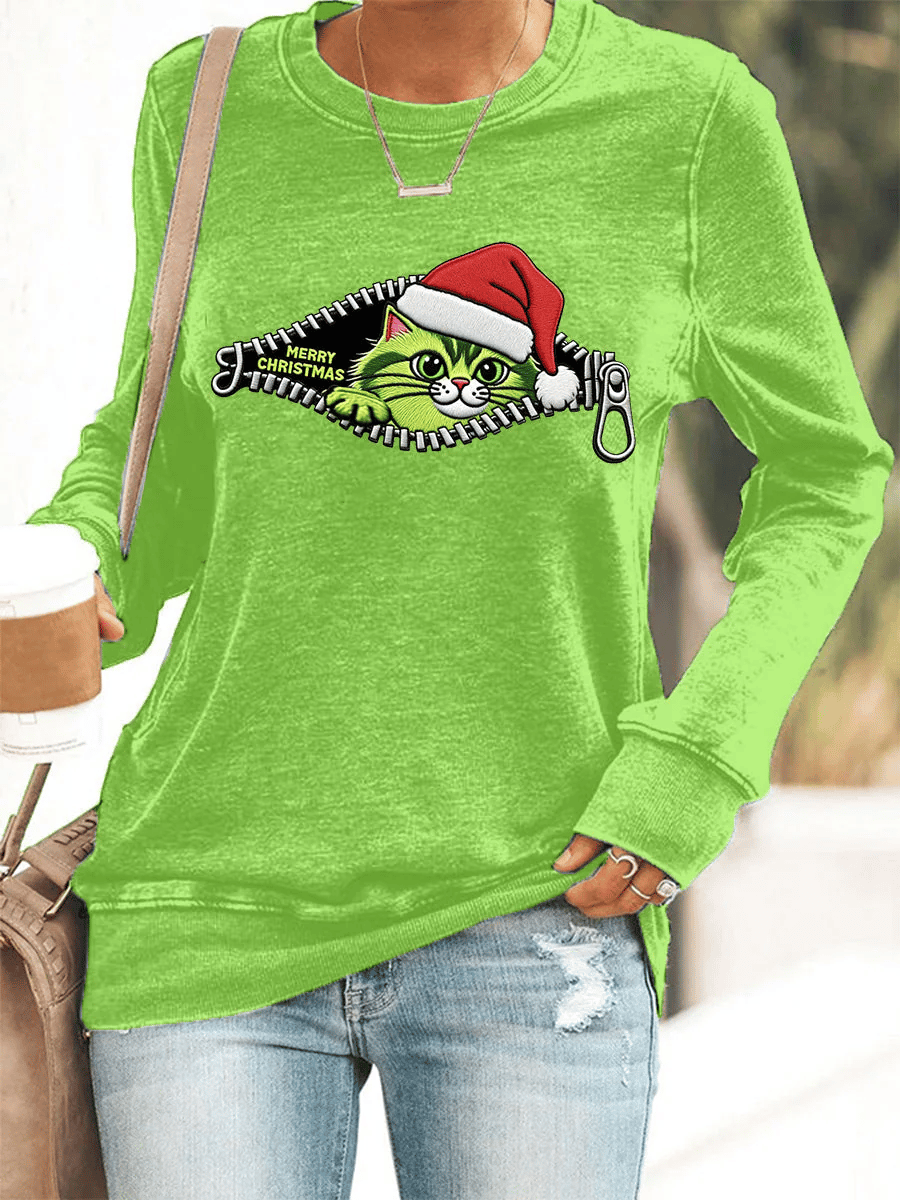 Women's Christmas Printed Round Neck Casual Sweatshirt
