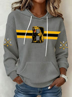 Women's Ice Hockey Print Waffle Fabric Hooded Sweatshirt