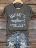 Women's Shark Fishing  Print T-Shirt