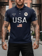 Men's 250th Anniversary National Flag Print Casual Polo Shirt