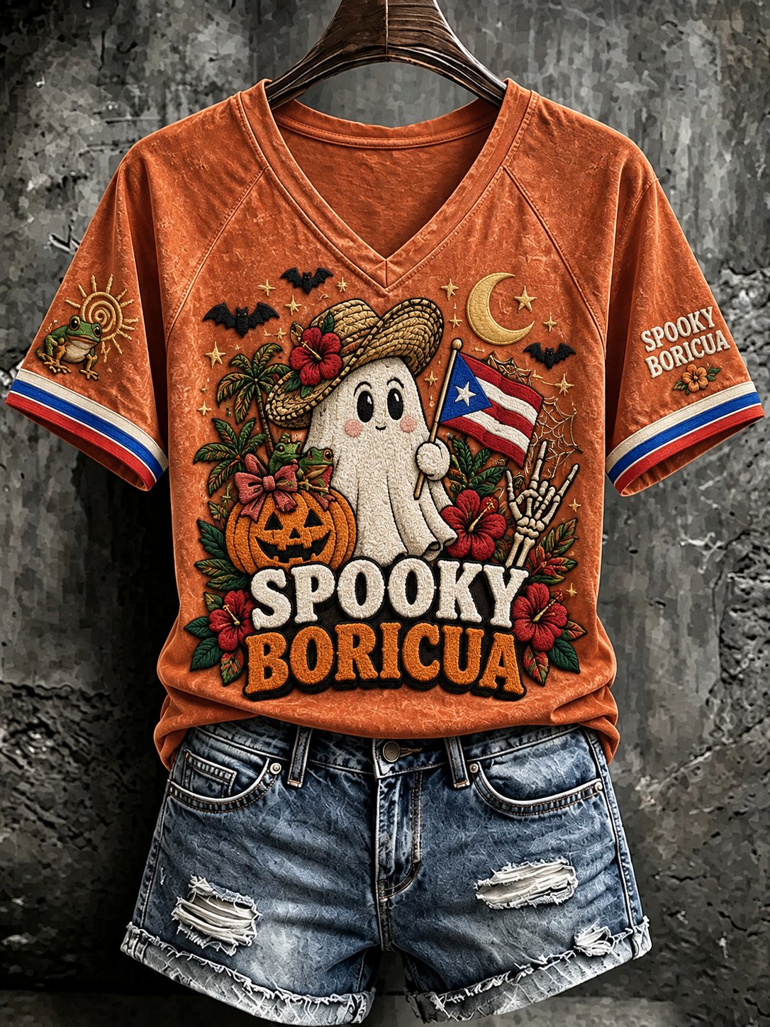 Women'S Puerto Rico Halloween Print T-Shirt