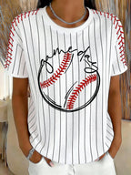 Women's Retro Baseball Game Day Print T-Shirt
