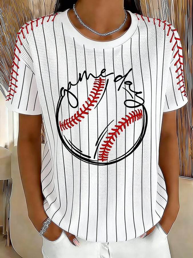 Women's Retro Baseball Game Day Print T-Shirt