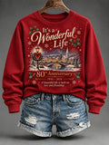 Women's It's A Wonderful Life Christmas Print Casual Sweatshirt