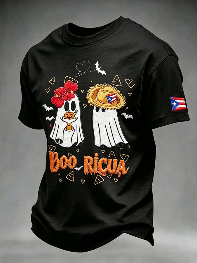 Men's Puerto Rico Halloween Printed Short-Sleeve T-Shirt