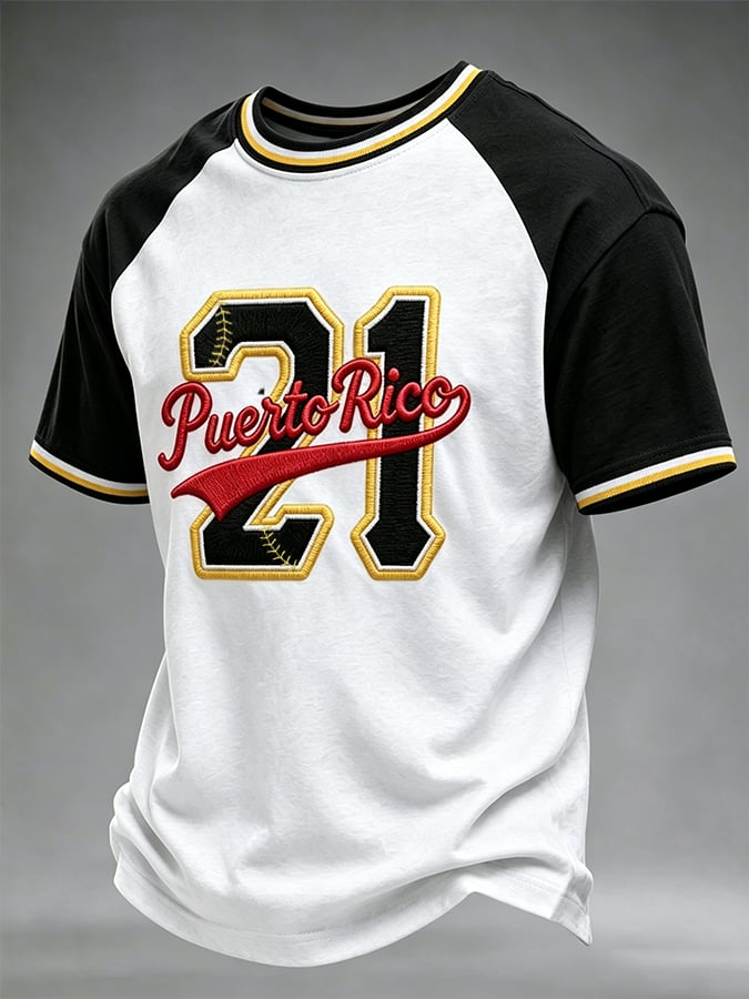 Men's Puerto Rico Baseball Print Short-Sleeve T-Shirt