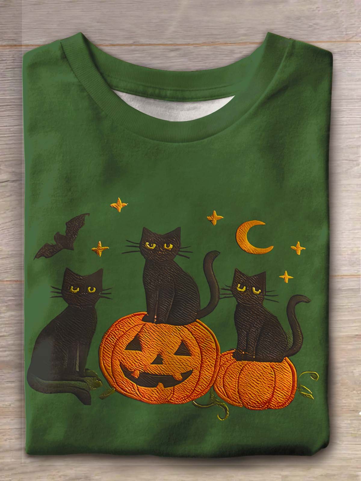 Halloween Pumpkin Cat Printed T-shirts