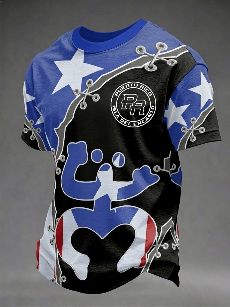 Men's Puerto Rico Print Casual T-Shirt