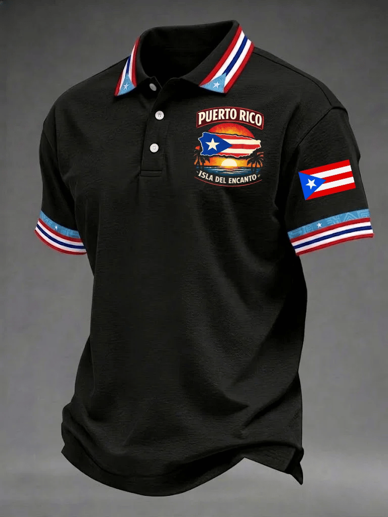 Men's Puerto Rico Print Casual Polo