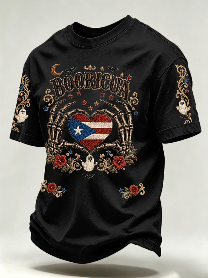 Men's Puerto Rico Halloween Printed Short-Sleeve T-Shirt