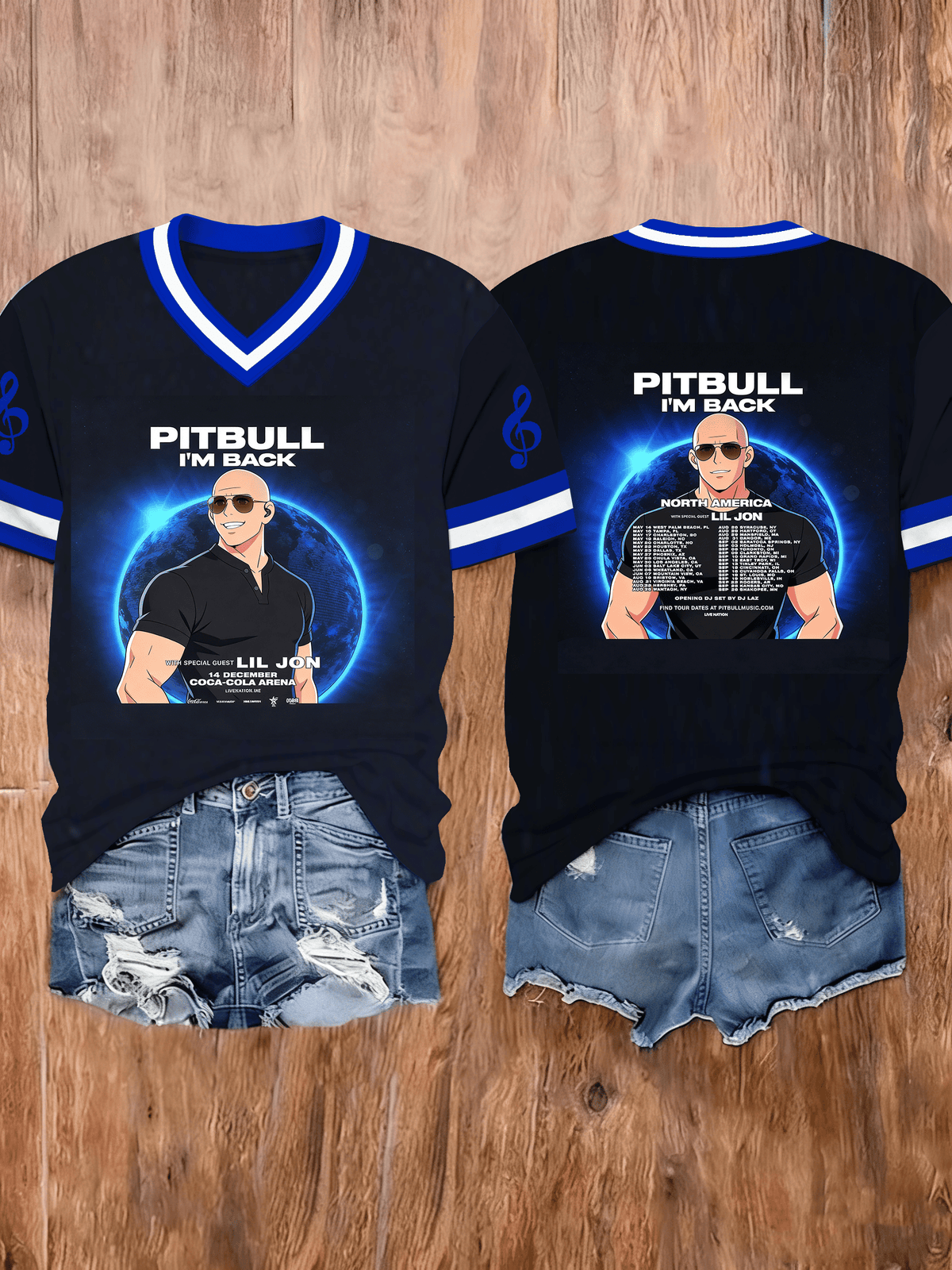 Women's band V-neck printed T-shirt