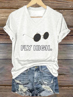 Women's "Hot Singer" Printed V-Neck T-Shirt