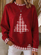 Women's Fabric Patchwork Faux Two-Piece Sweatshirt
