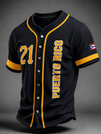 Men's Puerto Rico Baseball Print Short-Sleeve Shirt