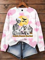 Dog Halloween Leave Bones Buried Art Printed Sweatshirt