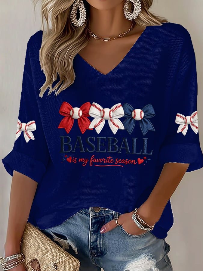 Women's Retro Baseball Is My Favorite Season  Print T-Shirt