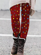 Women's Christmas Wine Glass Print Leggings