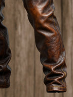Men's Vintage Leather Stitching Functional Pocket Work Pants