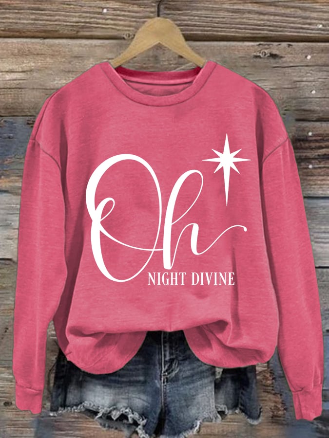 Women's Christmas Oh Night Divine Casual Long Sleeve Sweatshirt