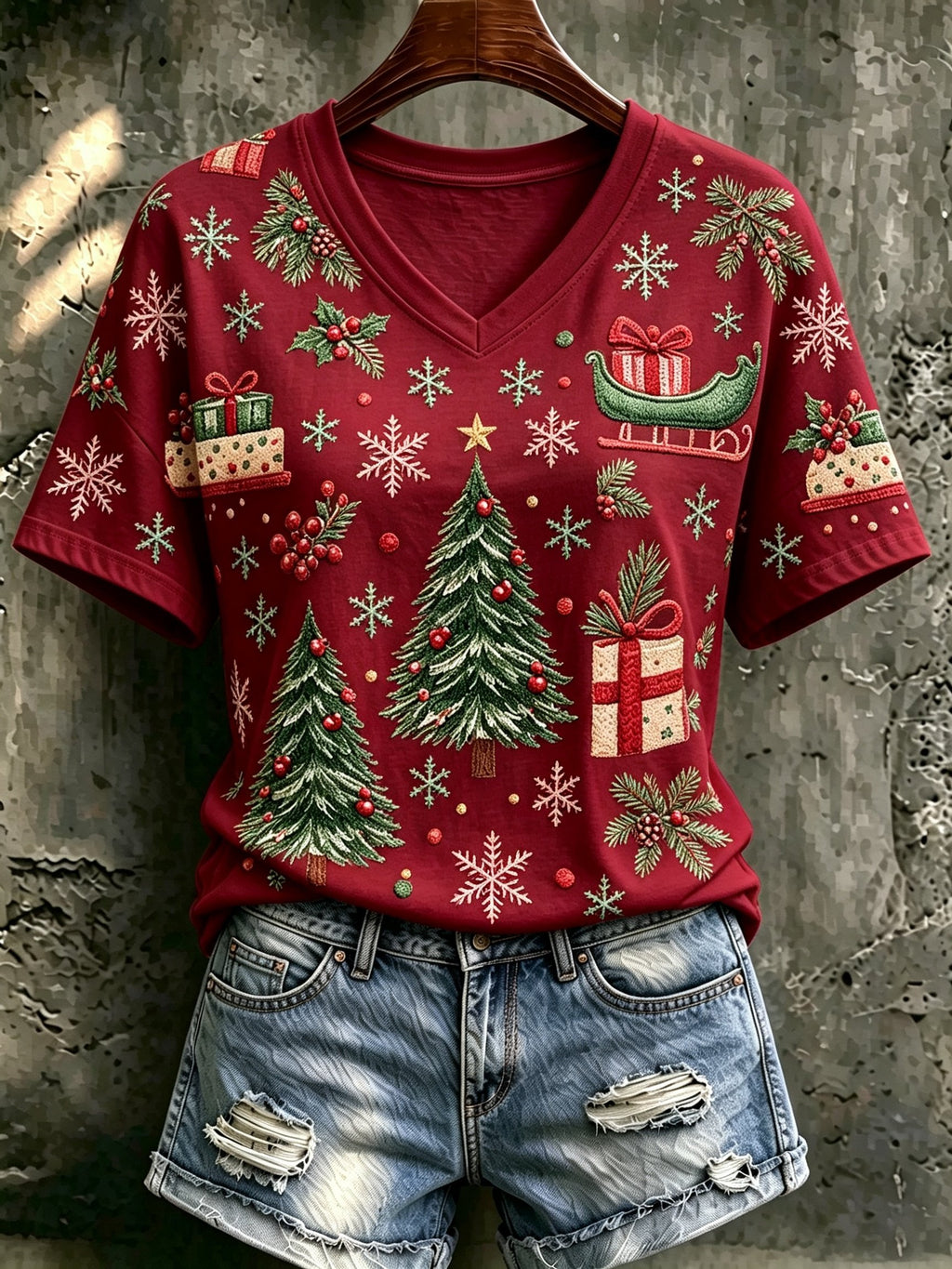 Women's Christmas Print Cozy T-shirt