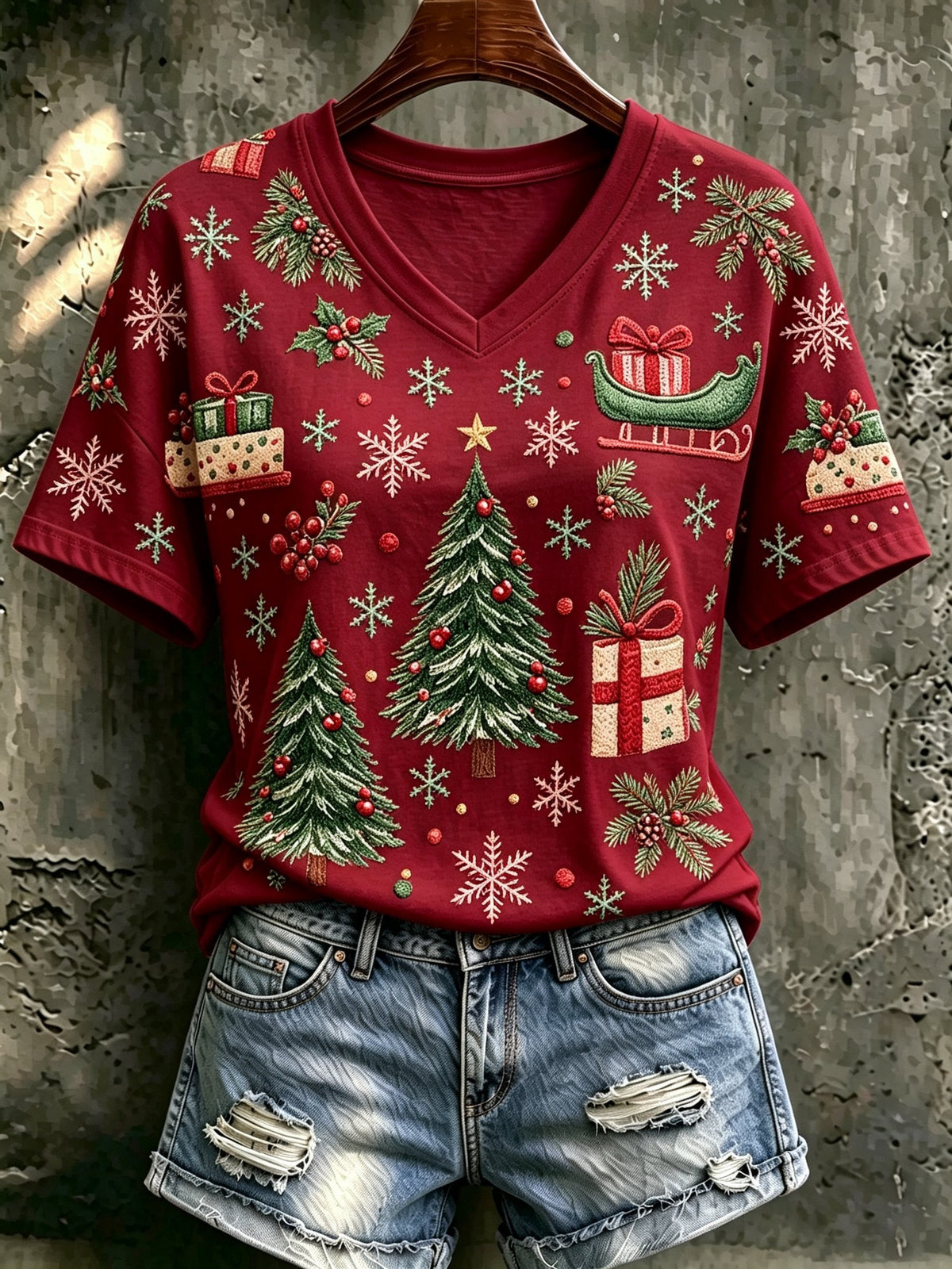 Women's Christmas Print Cozy T-shirt