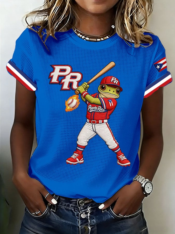 Women's Baseball Print Waffle T-shirt