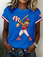 Women's Baseball Print Waffle T-shirt