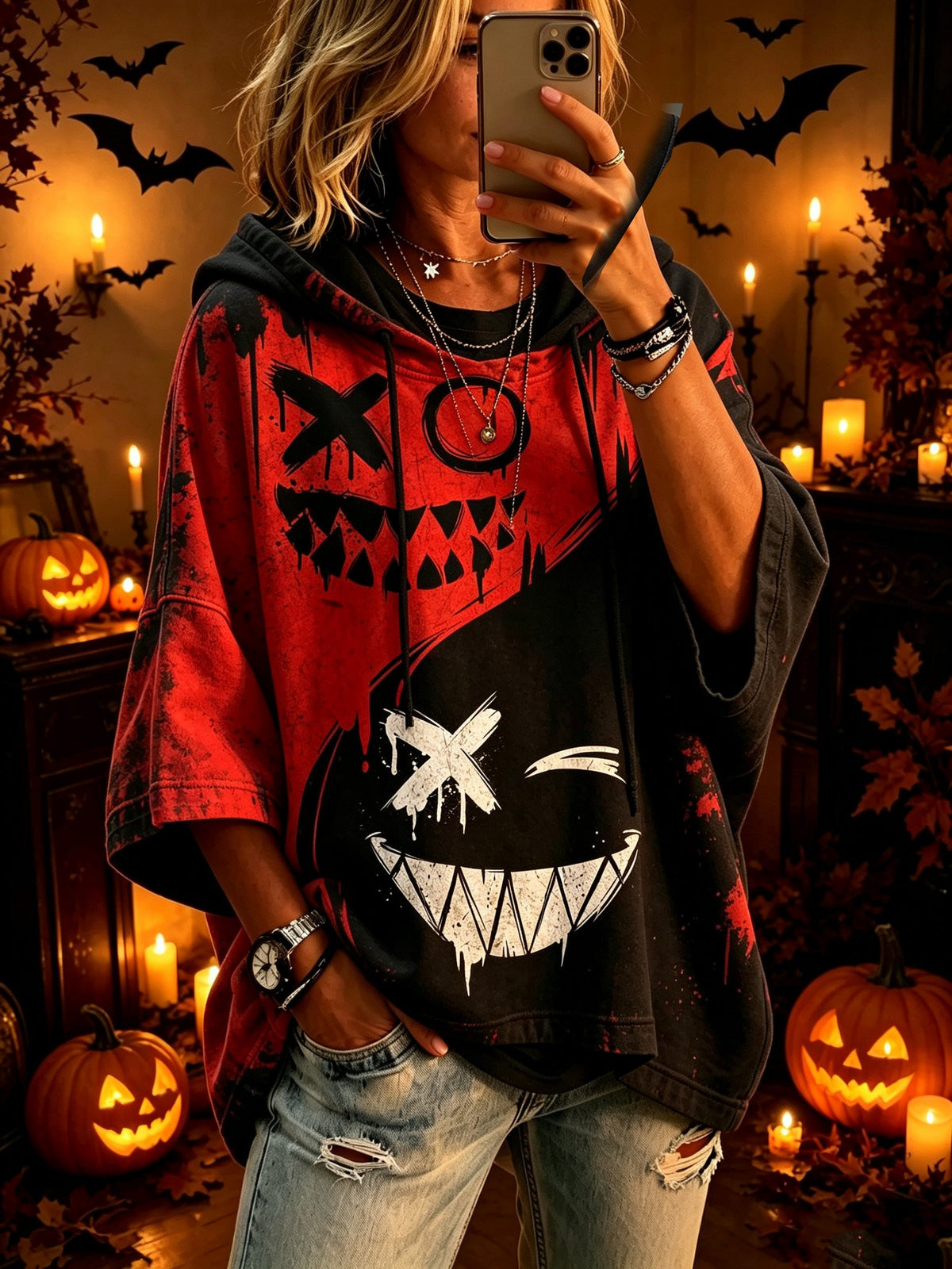 Women's Halloween Print Casual Hoodie