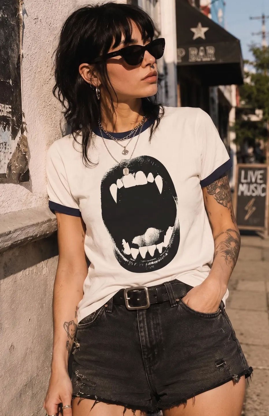 Women's Vampire Bite Mark Print T-Shirt