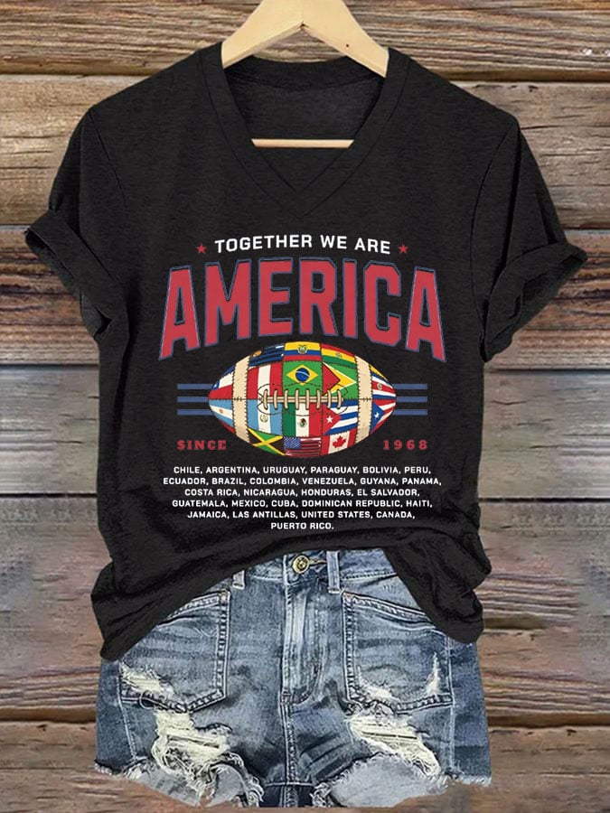 🔥🔥2nd 50% Off 🔥🔥Women's Casual TOGETHER WE ARE AMERICA Printed Short-Sleeve T-Shirt