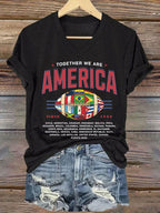 🔥🔥2nd 50% Off 🔥🔥Women's Casual TOGETHER WE ARE AMERICA Printed Short-Sleeve T-Shirt
