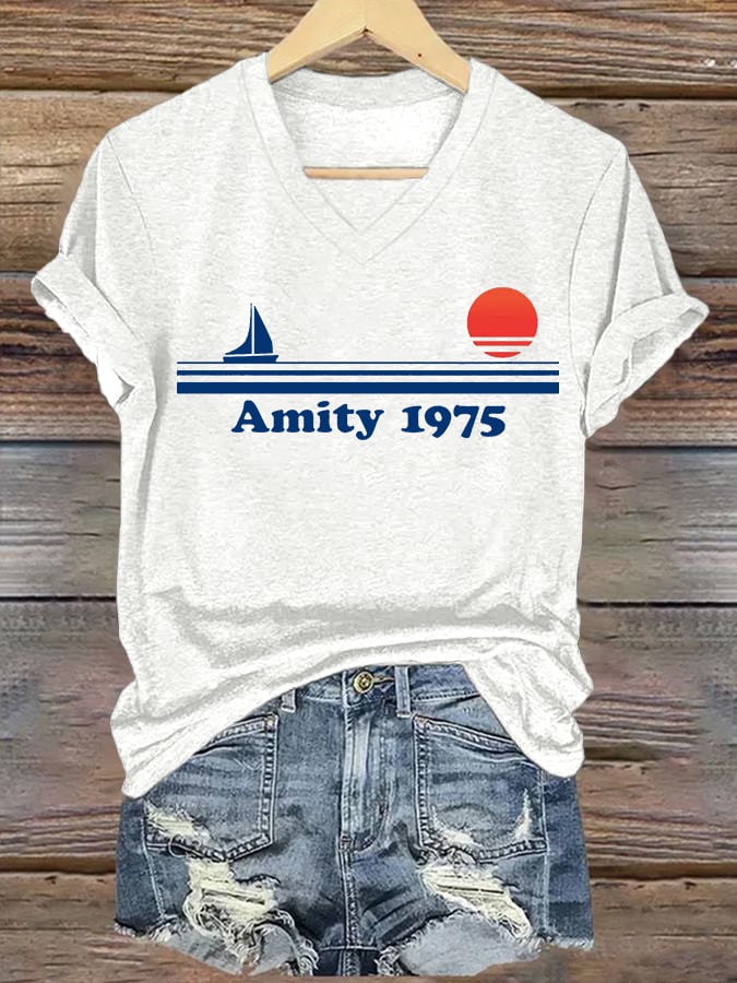 Women's Amity Island 1975 Print T-shirt