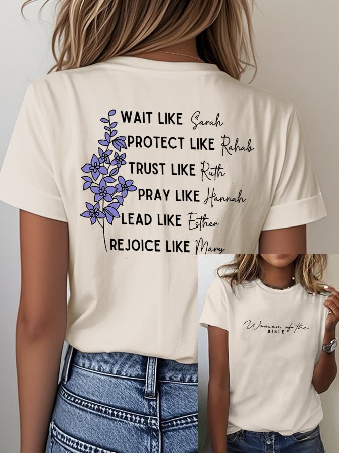 Women'S Casual Women Of The Bible Print Short Sleeve T-Shirt