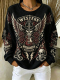 Women's Casual Art Printed Round Neck Hoodie