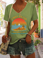 Women's Amity Island Enjoy The Sand Surf And Fun Print T-Shirt