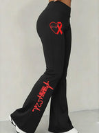 Women's Heart Disease Awareness Printed High-Stretch Leggings
