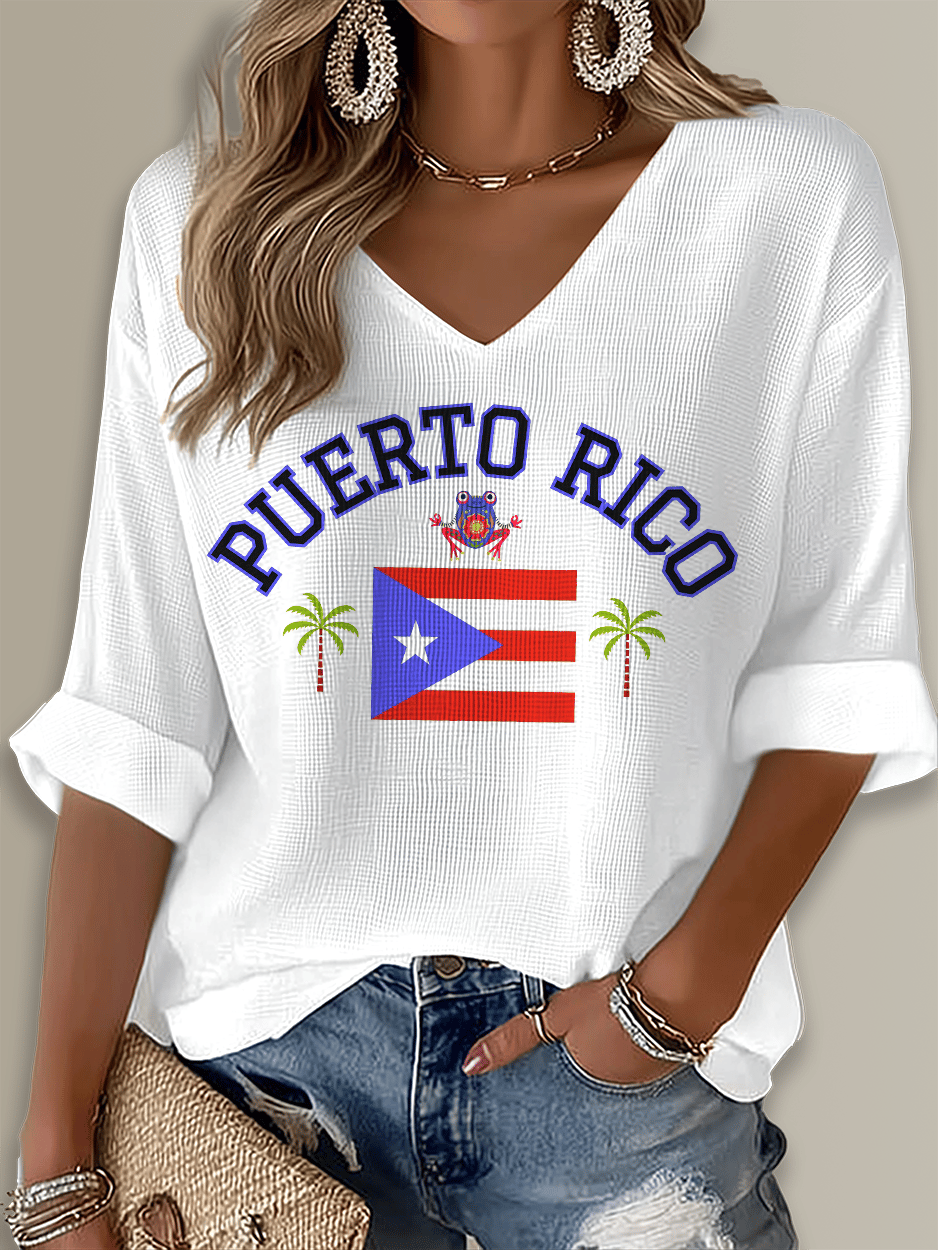 Puerto Rico Singer Boricua Printed Long Sleeve Top