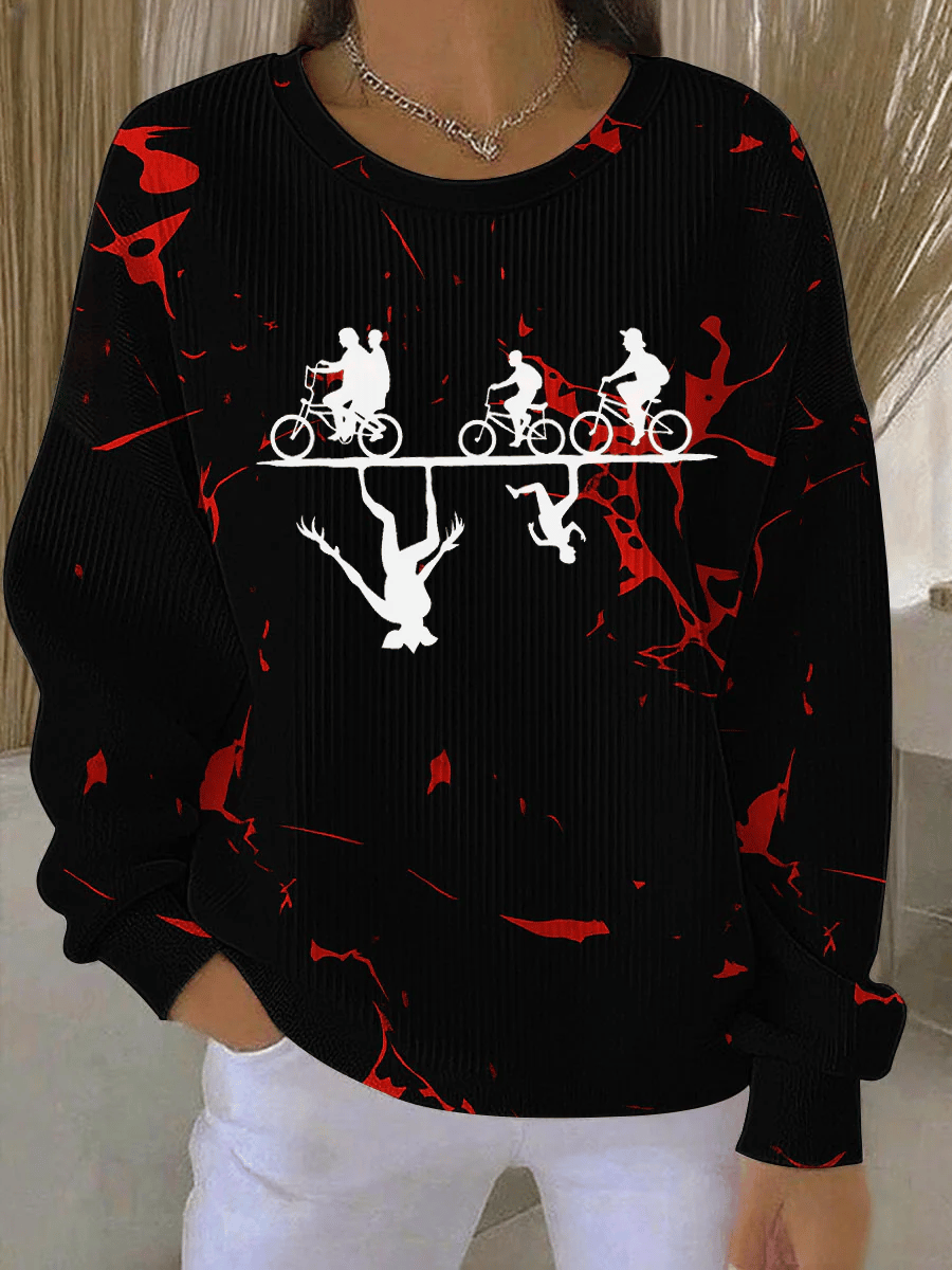 Women's Welcome To The Upside Down Print Casual Sweatshirt