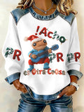 Puerto Rico Christmas Printed Patchwork Casual Sweatshirt