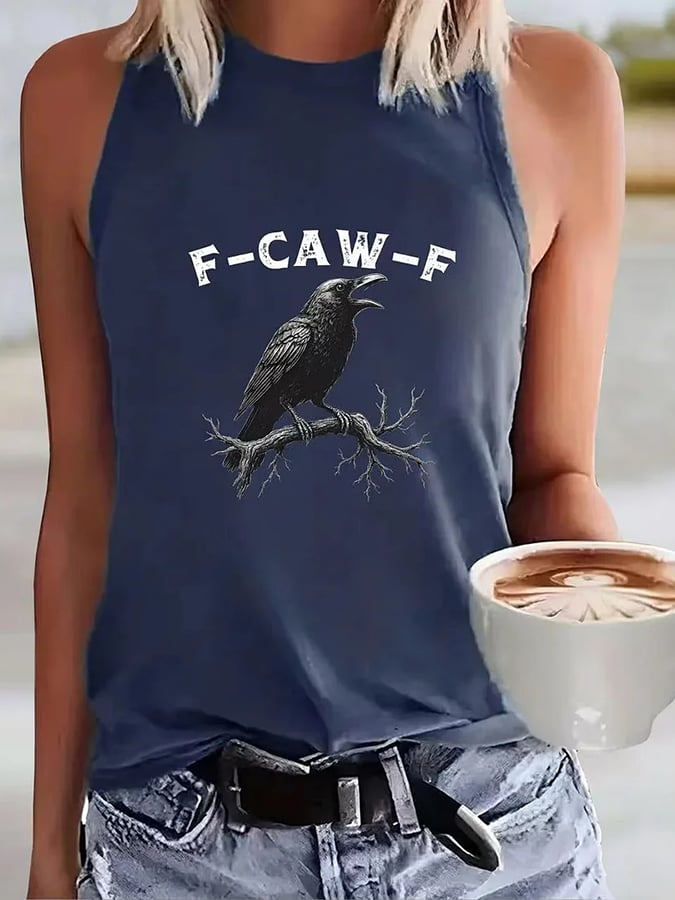 Women's F-Caw-F Crow Print Tank Top