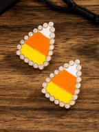 Halloween Color-Block Rhinestone Drip-Glaze Novelty Pumpkin Earrings