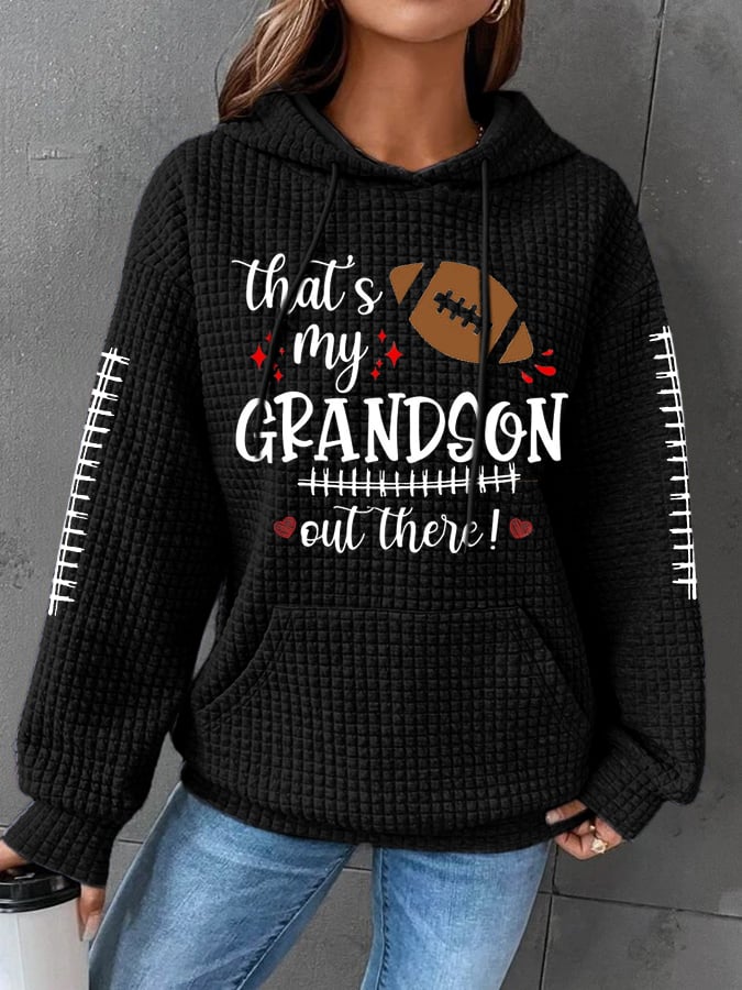 Women's That's My Grandson Out There Football Print Casual Hoodie